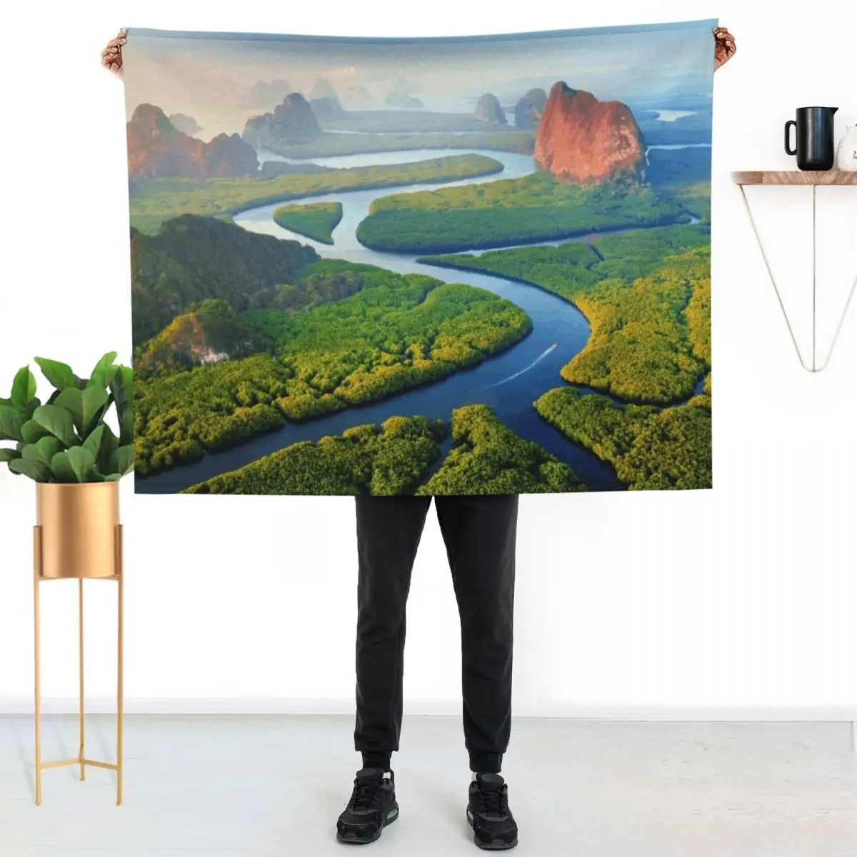 Aerial view of Phang-Nga-bay in Thailand - drone Throw Blanket All Season Lightweight Soft Blanket for Bed