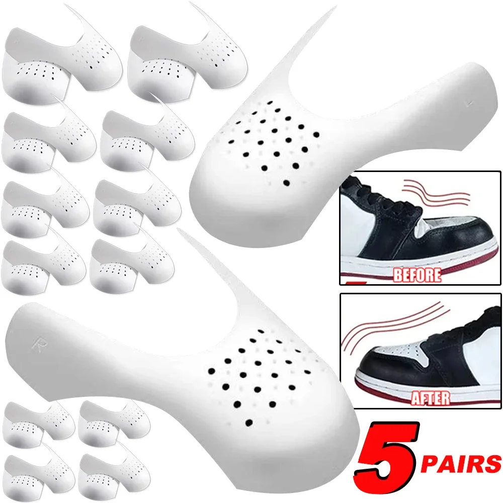 5pairs Anti Crease Protector Anti Crease Bending Supporting Shoe Stretchers White Expander Shaper Support Pad Shoes Accessories