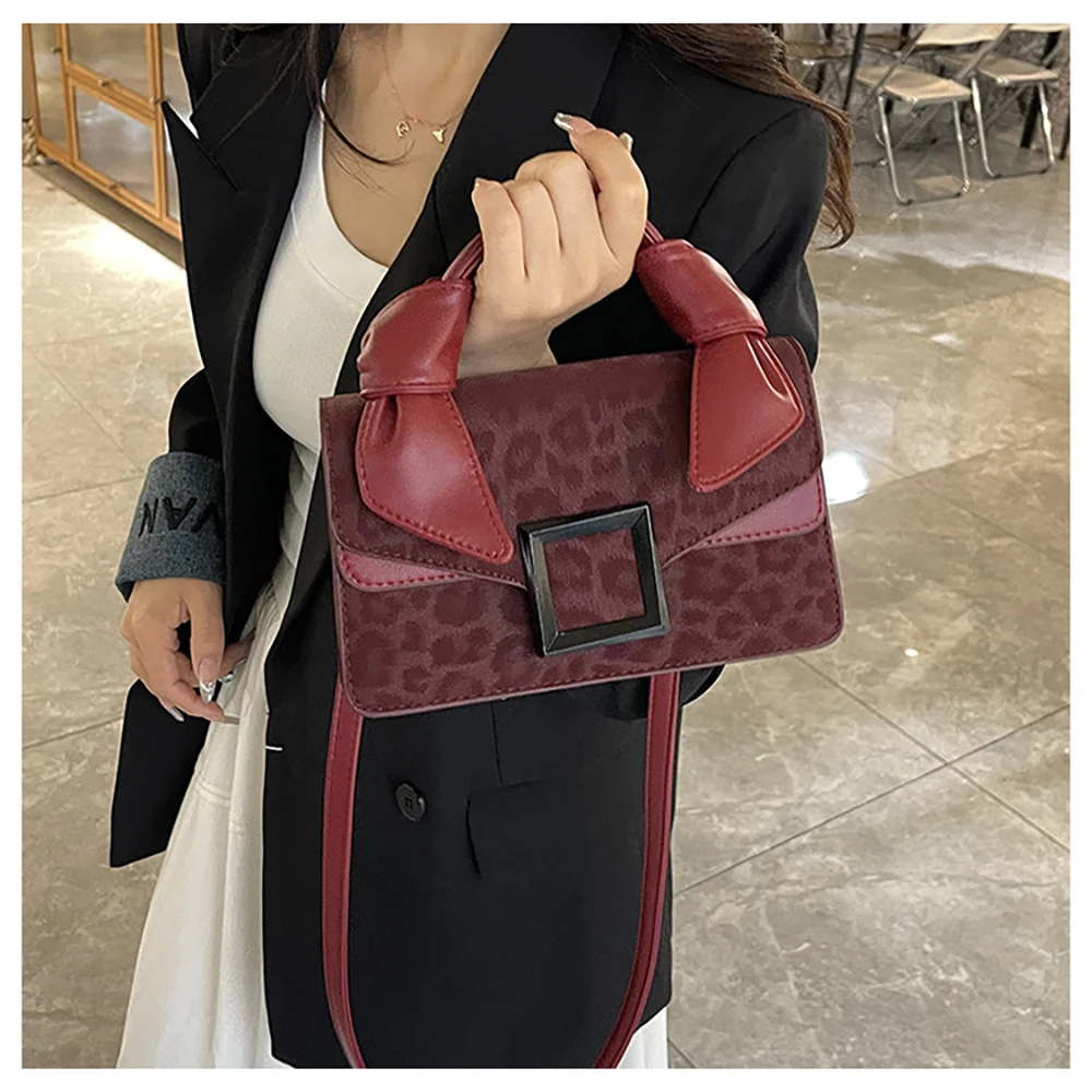 

Маленькие женские сумки в стиле ретро с леопардовым принтом, модные квадратные сумки на одно плечо с верхней ручкой, роскошная дизайнерская женская сумка через плечо