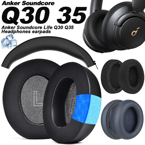 Imagen 1 del producto Almohadillas para auriculares Anker Soundcore Life Q30 Q35, almohadillas de repuesto rosas, orejeras, cubiertas de memoria de malla, proteína de esponja