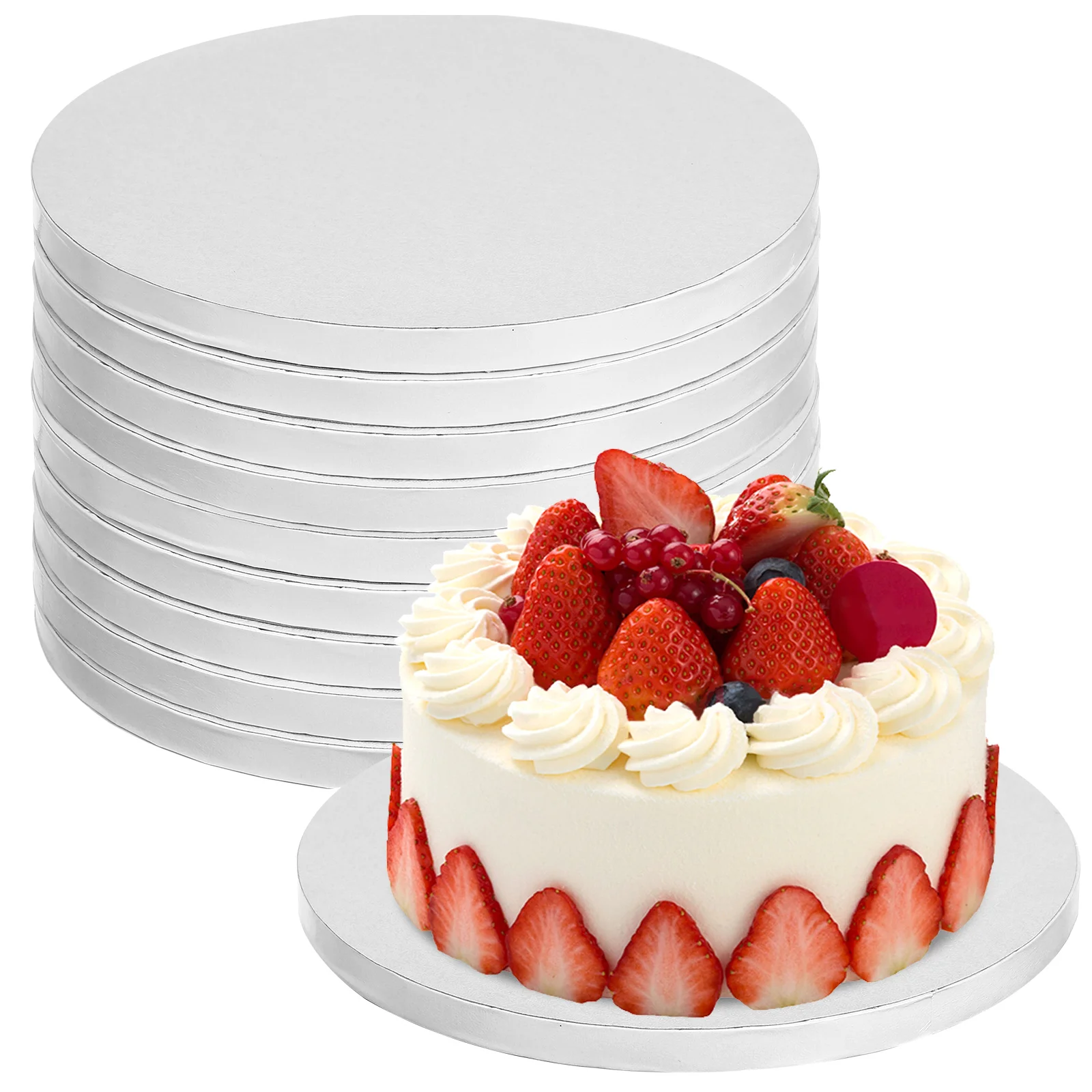 

10 Pcs Cake Base Board Square Bottom Corrugated Paper Platter Decorative Non Stick Generous Size Cake Drum Rounds