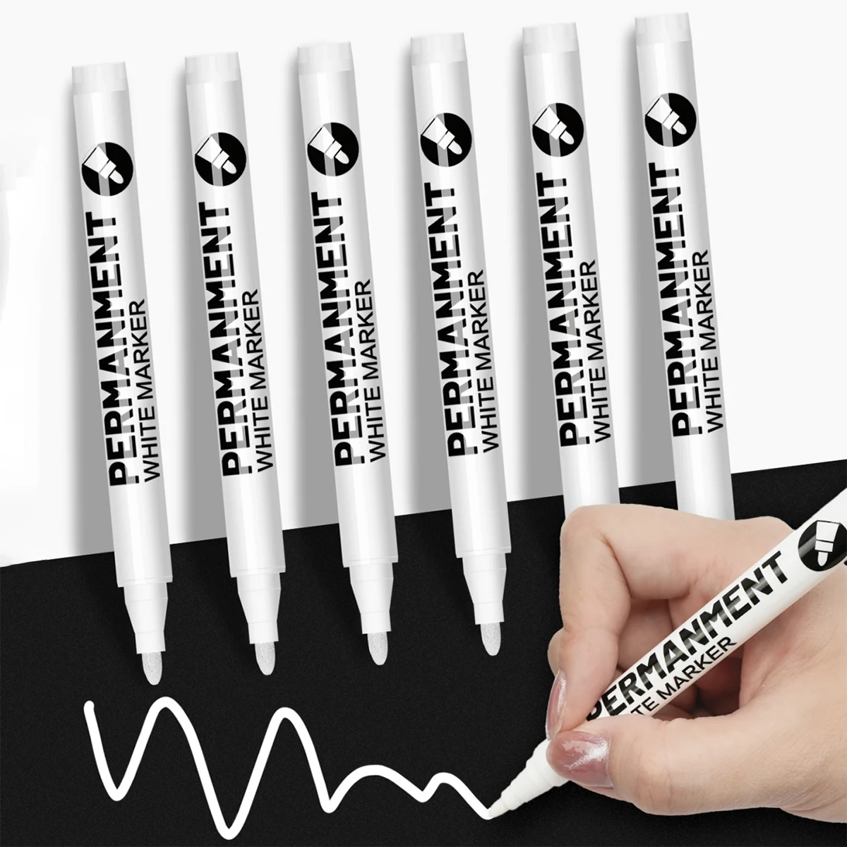 

3/6pcs White Paint Pen for Rock Painting,Stone,Ceramic,Glass,Wood,Tire,Fabric,Metal,Canvas. Acrylic Paint White Marker
