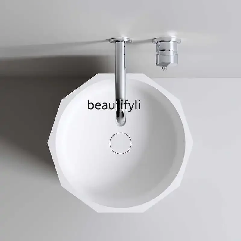 Artificial stone pillar basin Integrated floor-to-ceiling bathroom column basin Household hotel hand wash basin