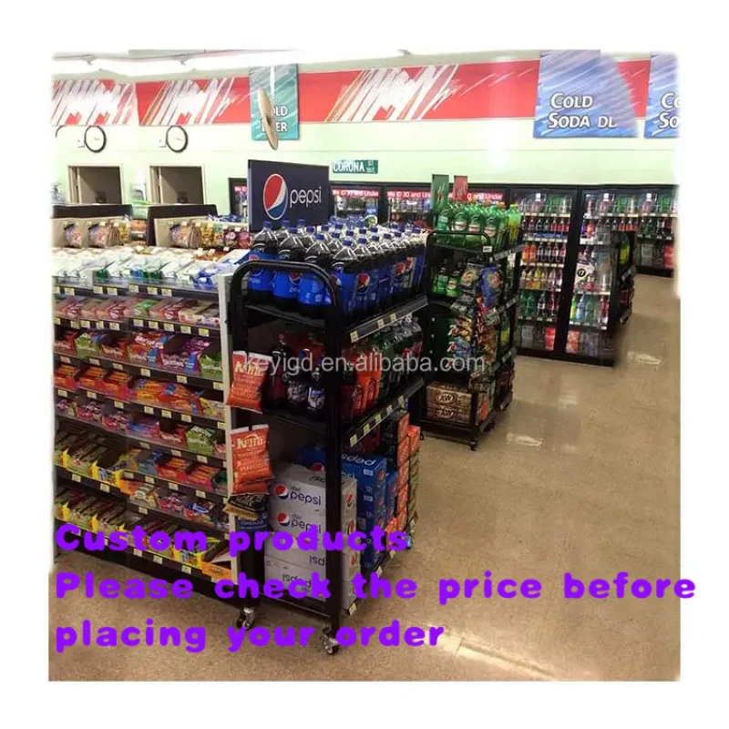 custom.Modern Supermarket Shelves Retail Display Rack Floor Drink Display Stand
