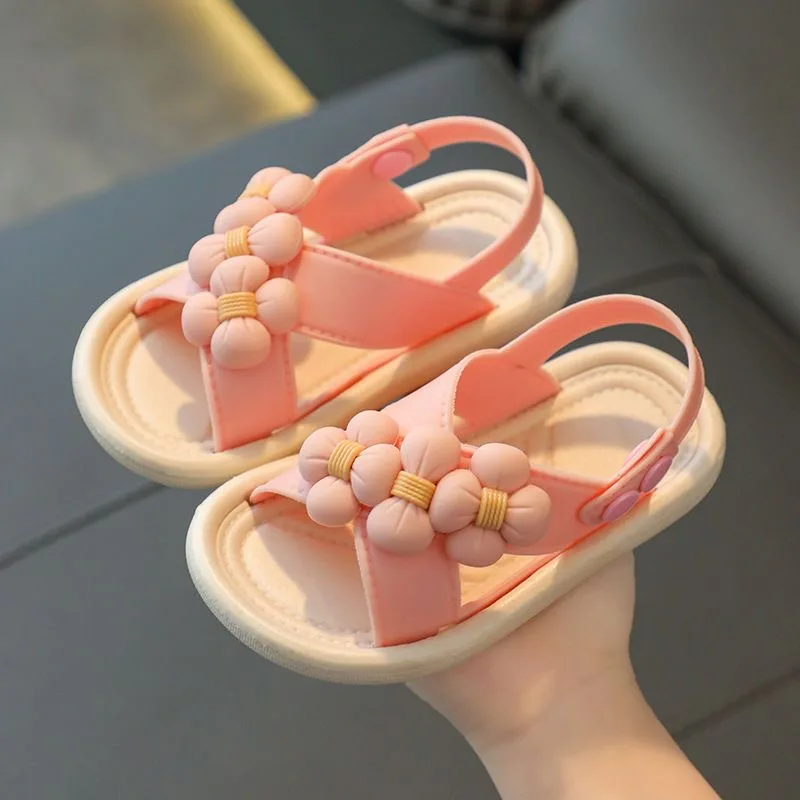 2022 new girls sandals Baotou beach shoes 2-6 years old children non-slip soft bottom children\'s sandals non-slip summer sandals