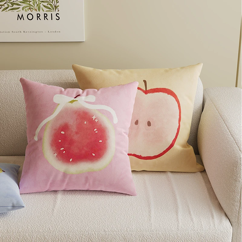 Dopamine Style Living Room Sofa Pillowcase Backrest Cushion Cover with Core Removable And Washable Square Velvet Fabric