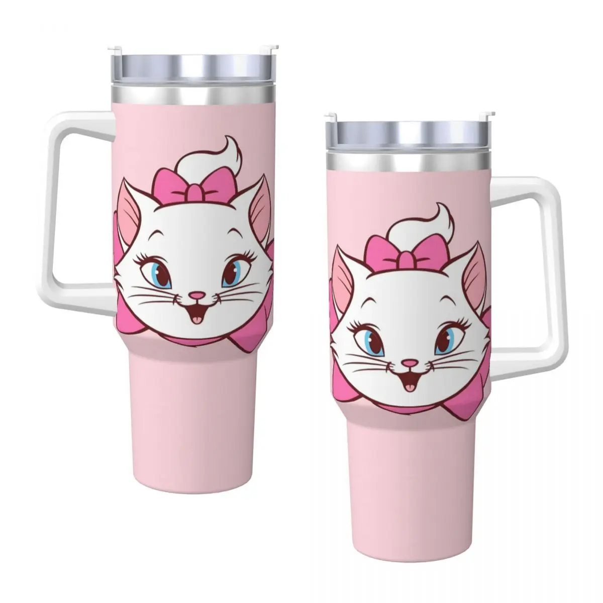 Marie Cat Stainless Steel Tumbler Beach Thermal Cups With Straws and Lid 40oz Car Mugs Hot Drinks Water Bottle