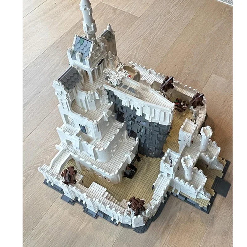 grandiose rings movie white castle diorama bricks medieval fortress stronghold architecture blocks city moc building fans towerC