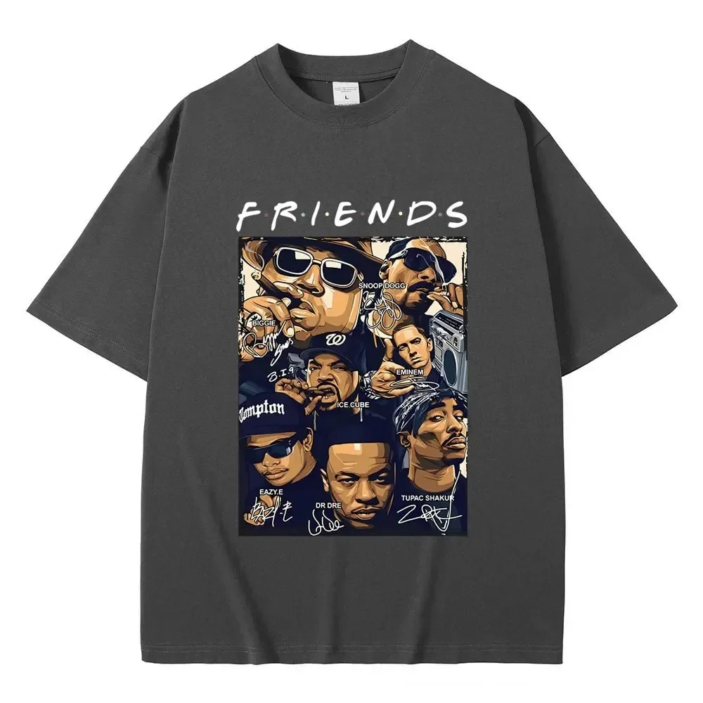 Friends The Notorious Big Biggie Smalls Snoop Dogg Eminem Ice Cube Eazy-E Dr.Dre Tupac 2Pac T-shirt Men Hip Hop Vintage Tshirt