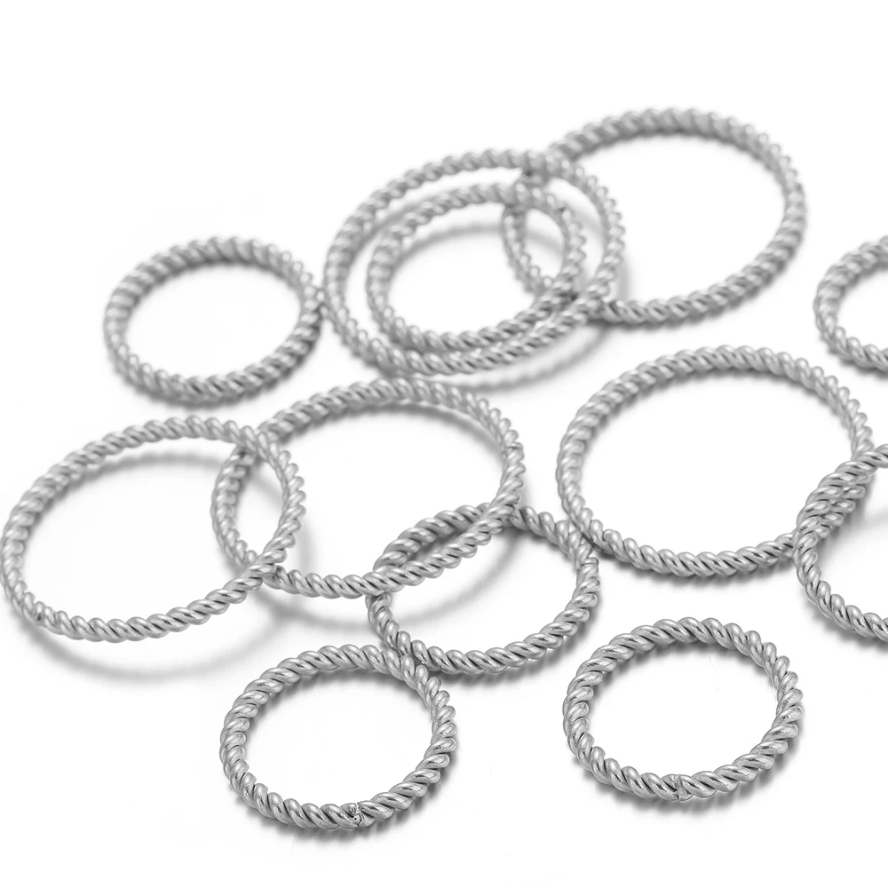 20pcs Stainless Steel Spiral Round Twisted Big Circles Ear Wire Hoops Pendant Connectors for DIY Jewelry Earrings Making Finding