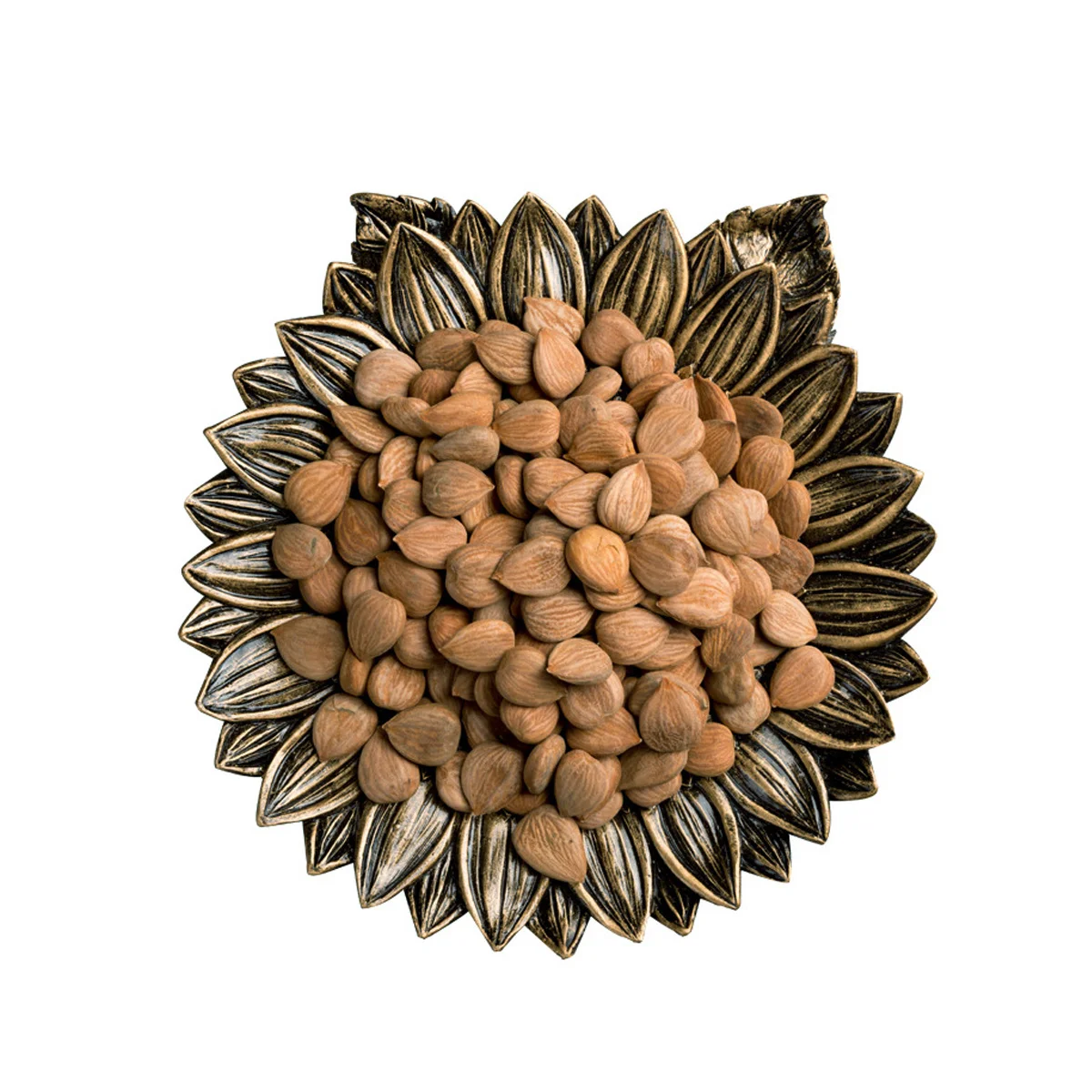 

Creative Resin Storage Plate Bronze Sunflower Shape Functional Dish for Party Picnic Outdoor Indoor Snacks Fruits Decoration
