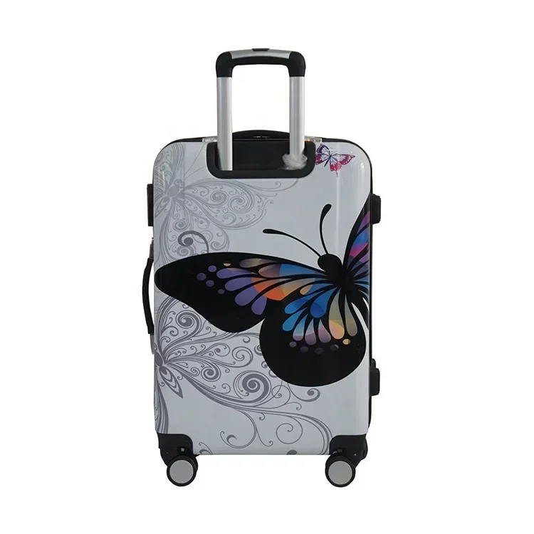 4 pieces 20 24 28 inch butterfly abs suitcase with 12 makeup case