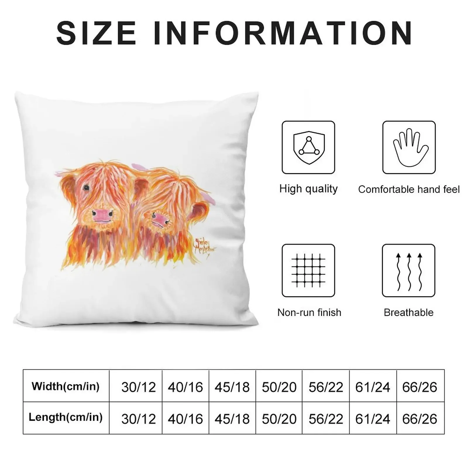 HIGHLAND COWS 'BUDDIES' By Shirley MacArthur Throw Pillow Pillowcases Ornamental Pillow Decorative pillowcase pillow