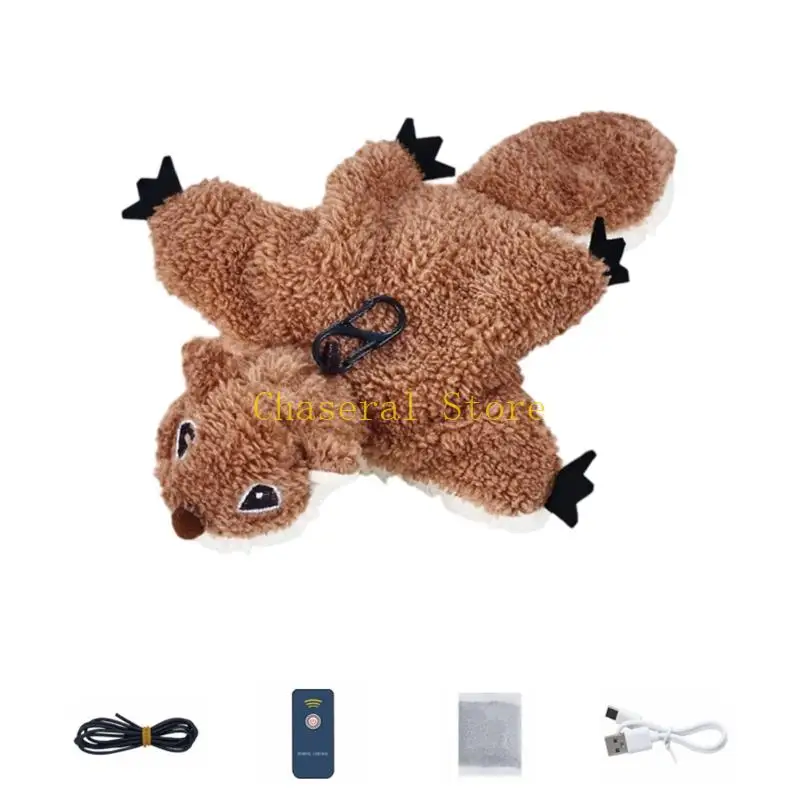 E7CE Remote Control Flapping Bird Cats Chasing Toy USB Chargeable Plush Chirping Bird