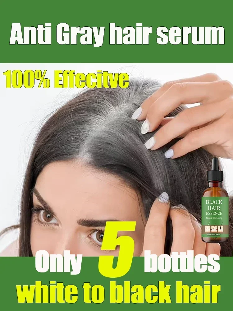 Anti-Grey Hair Essence Serum, Restaurar, Cor Natural, Restaurar, Saudável, Branco para Preto