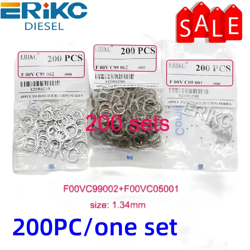 

200PCS F00VC05001+F00VC99002 Common Rail Nozzle Repair Kits Steel Ball seal rings F00VC05009 F00VC05008 F00RJ02177 For