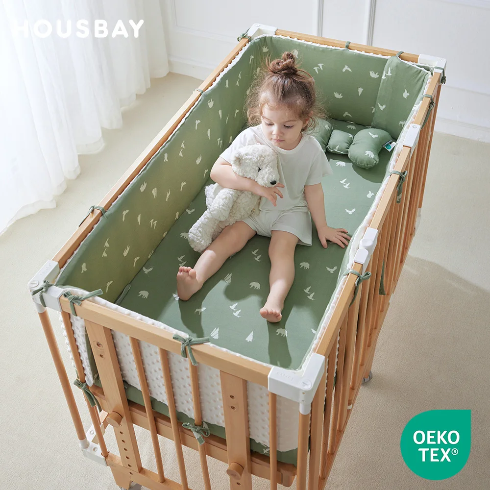 

Baby Bumper 180Cm Crib Bed Protector Winter Warm Thicker Anti Collision Cushion Cartoon Animal Printed Soft Cotton Bedding