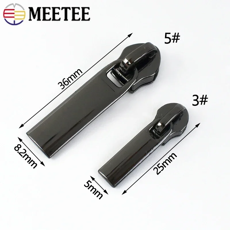 Meetee 10/20/50Pcs 3# 5# Zipper Sliders for Nylon Zips Tape Bag Garment Jacket Zip Puller Head Repair Kit DIY Sewing Accessories