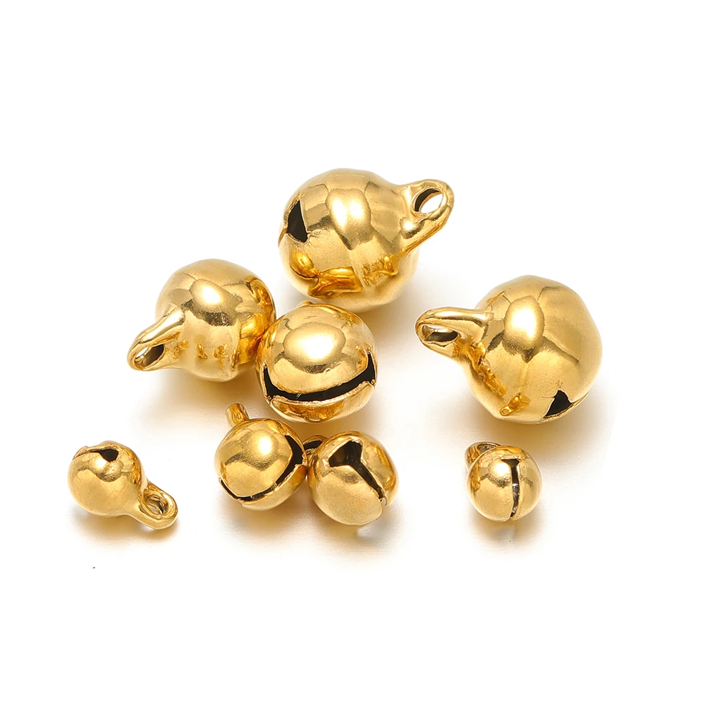 20pcs Stainless Steel Exquisite 5mm 6mm 8mm 10mm Small Bell DIY Jewelry Bracelet Making Jingling Bells Christmas Decoration image 6