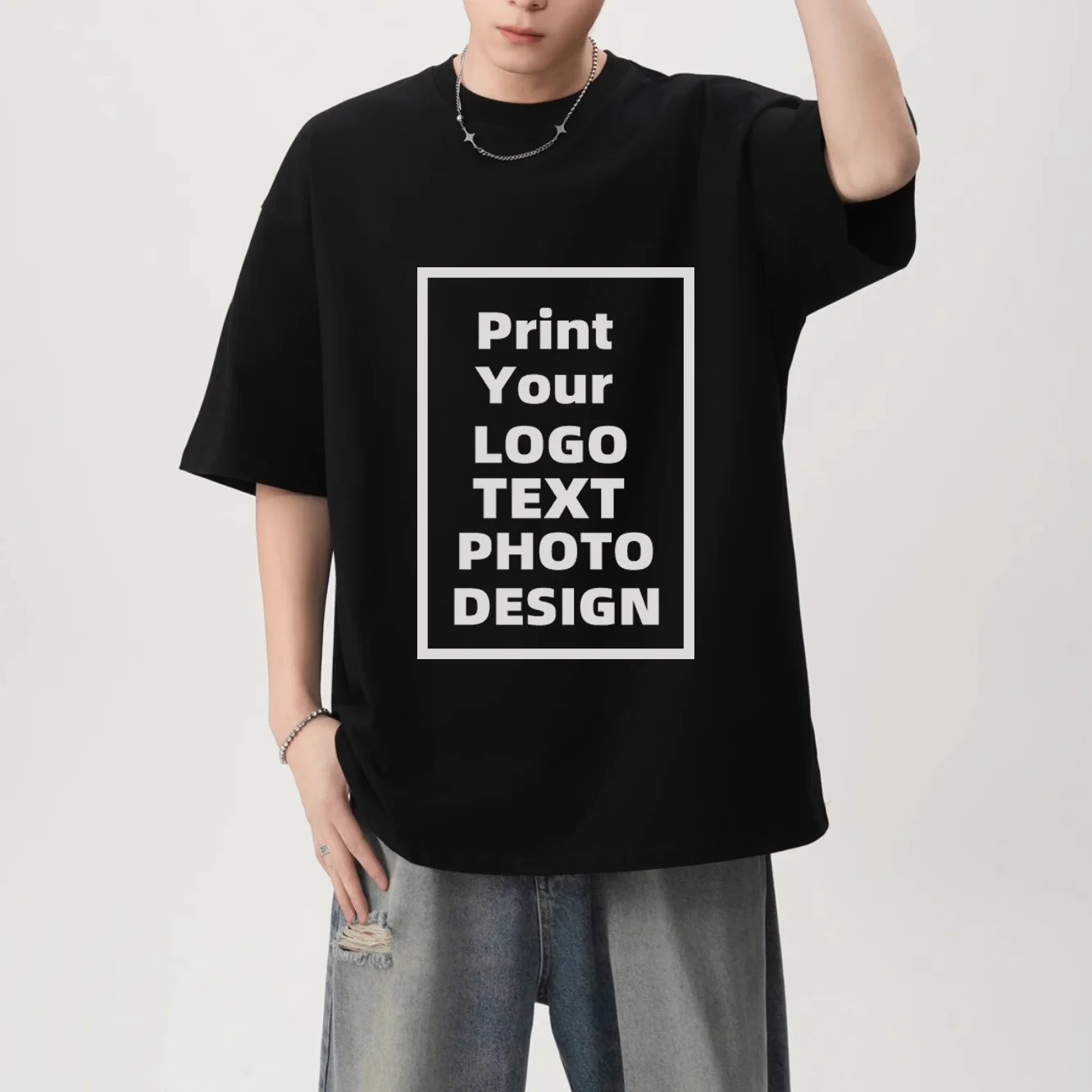 Customize 100% Cotton Men's T-Shirt Unisex Personalized Crewneck Top Tee Workwear Design Brand Logo Print Clothes Team Clothing