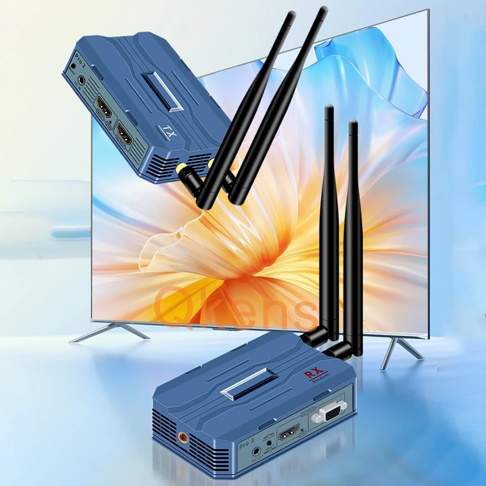 เครื่องส่งสัญญาณวิดีโอไร้สาย 1080p 4K 250M และตัวรับสัญญาณ HDMI Extender Adapter สำหรับสะท้อนหน้าจอ กล้อง คอมพิวเตอร์ไปยังทีวีหรือจอภาพ