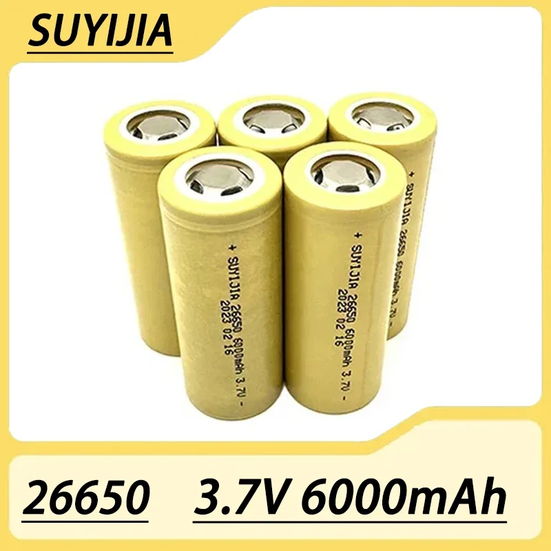 Original 26650 Battery 6000mAh True Capacity 3.7V Lithium-ion Rechargeable Batteries for LED Flashlight Torch Electric Tools