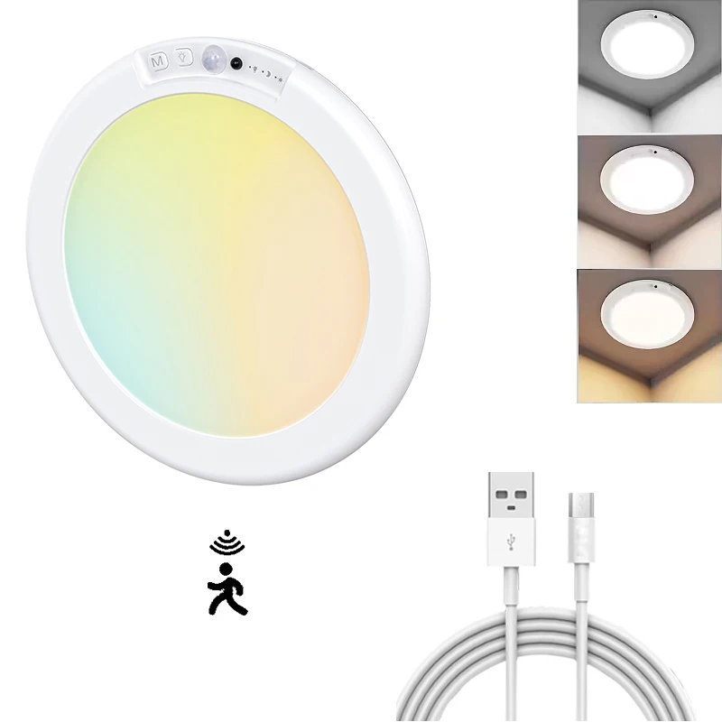 

1-2PCS Motion Sensor Ceiling Light Magnetic Wall Lamp Rechargeable USB Type-C LED Night Light for Hallway bedroom