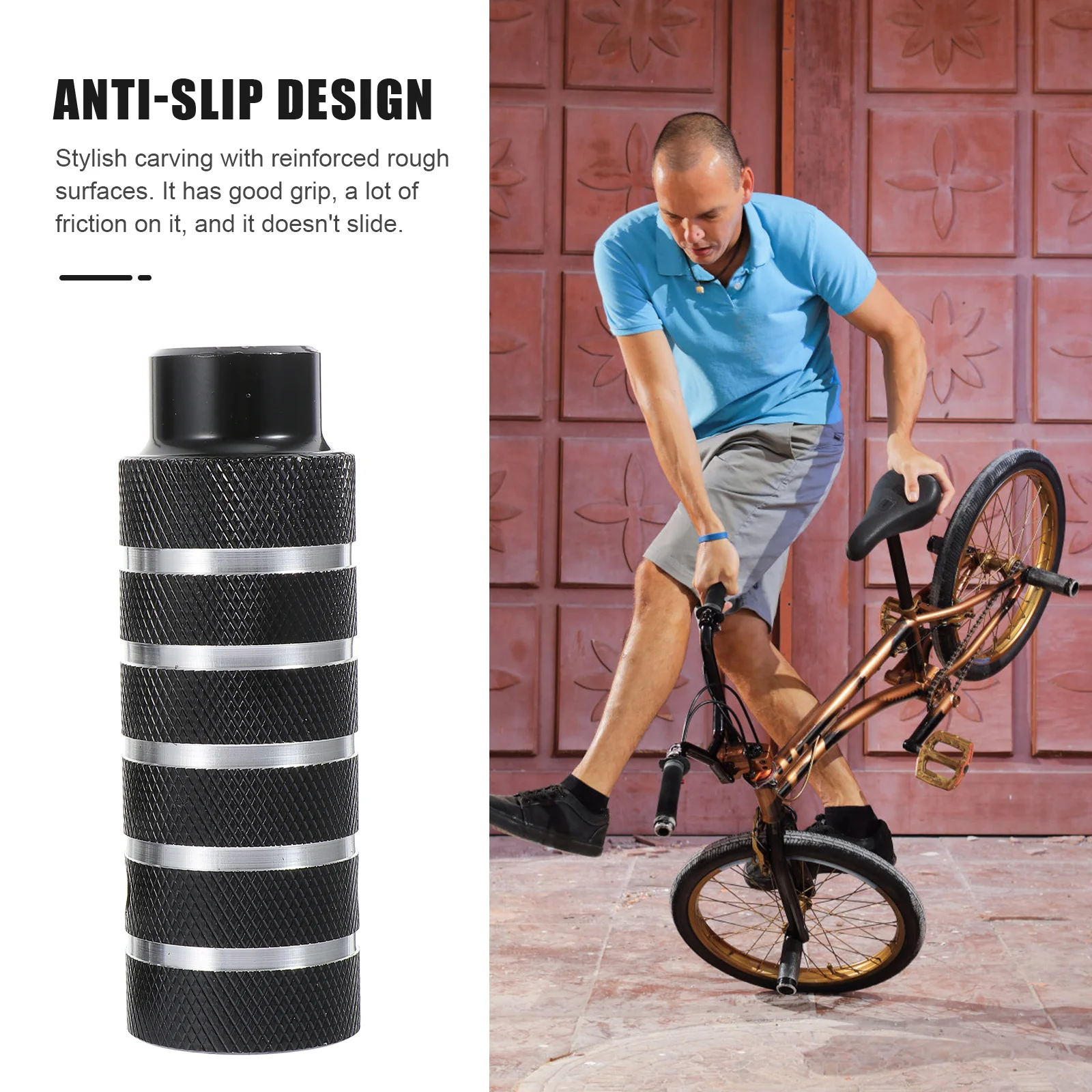 

1Pair Stunt Pegs Aluminum Alloy Bike Pegs Stylish Carving Reinforced Rough Surfaces Good Gift Choice Bikes Backseat Pedal