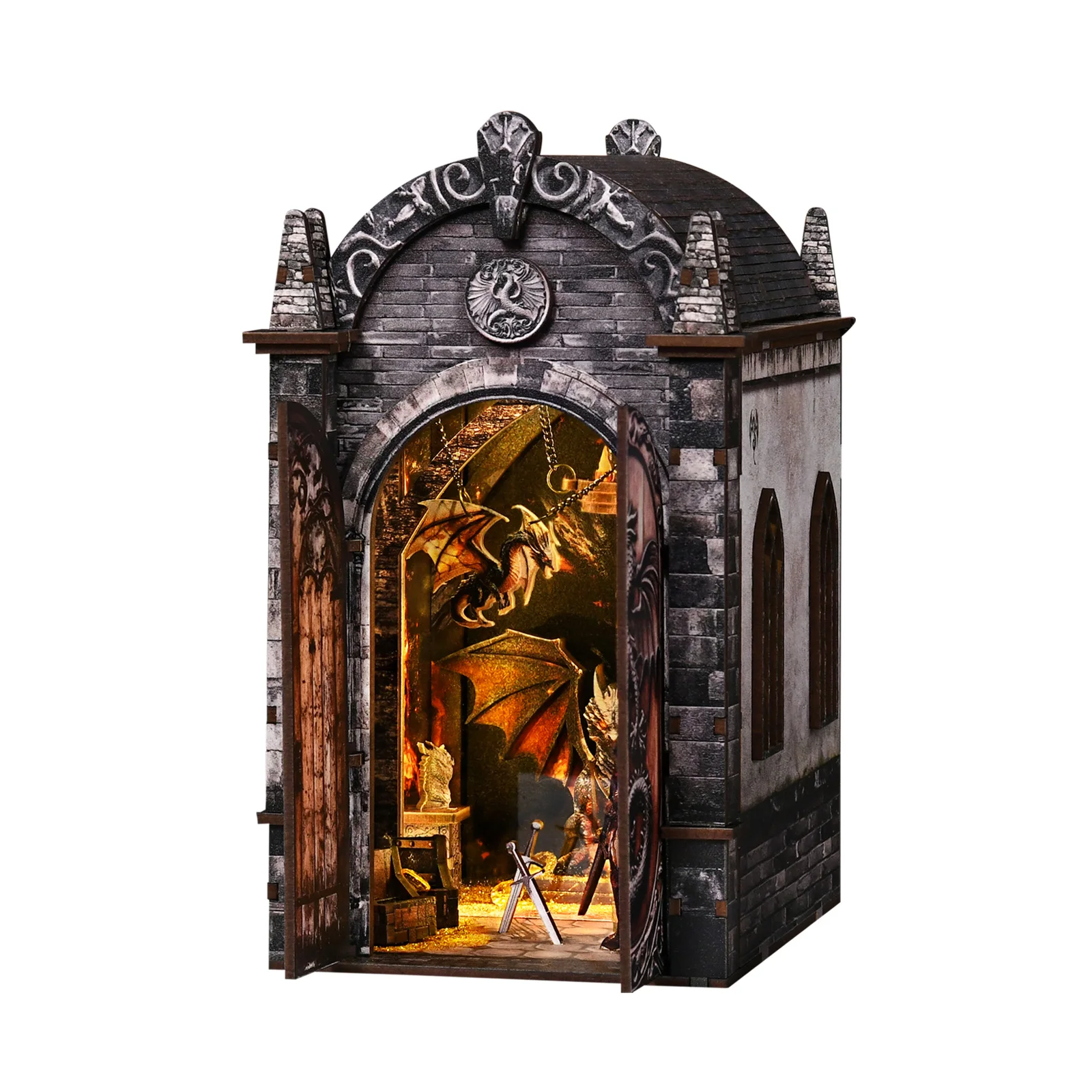 

DIY Miniature Model Dragon Cave · Secret Bookstore Bookshelf, Hand-assembled Wooden Miniature Model, DIY Assembly Toy booknook