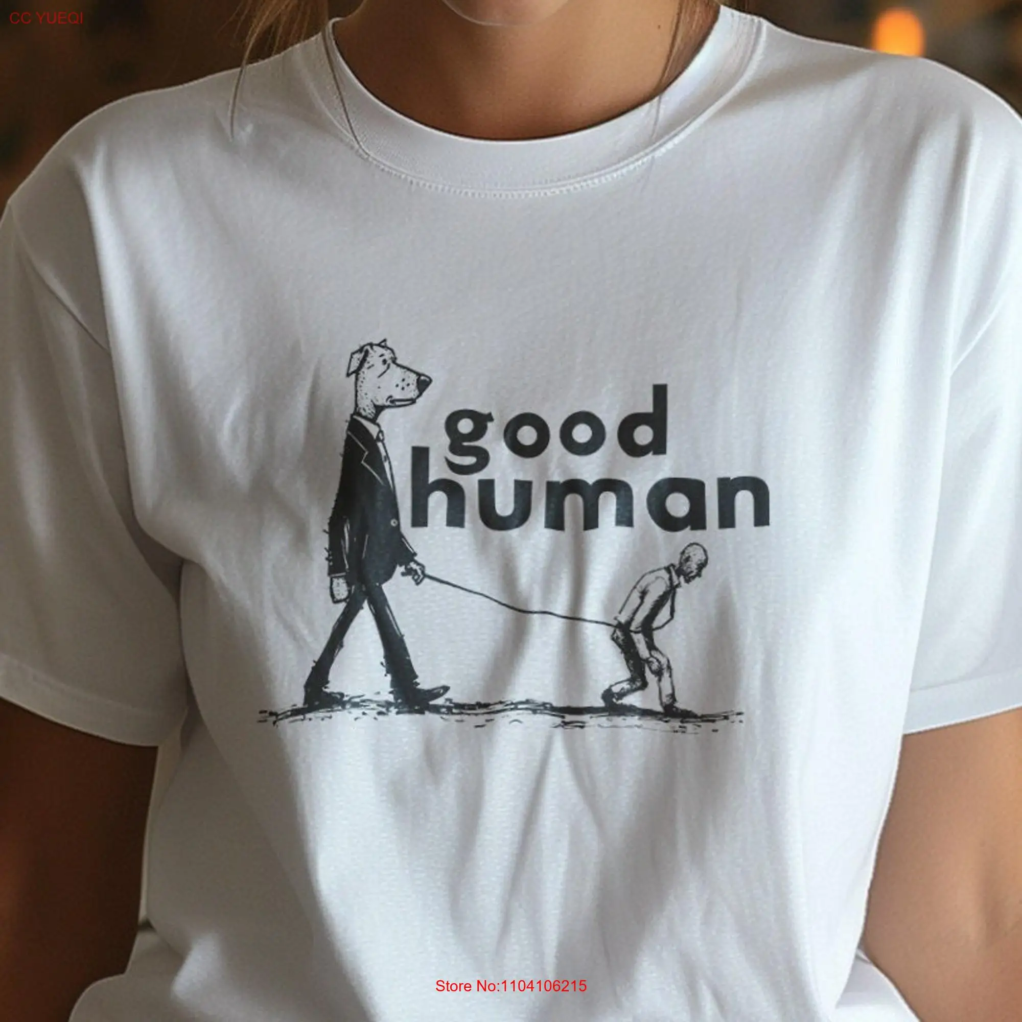 Funny Dog Lover T Shirt Retro Good Human Walking Leash Futuristic for Doggy Mom Weirdcore Clothing That Goes Hard