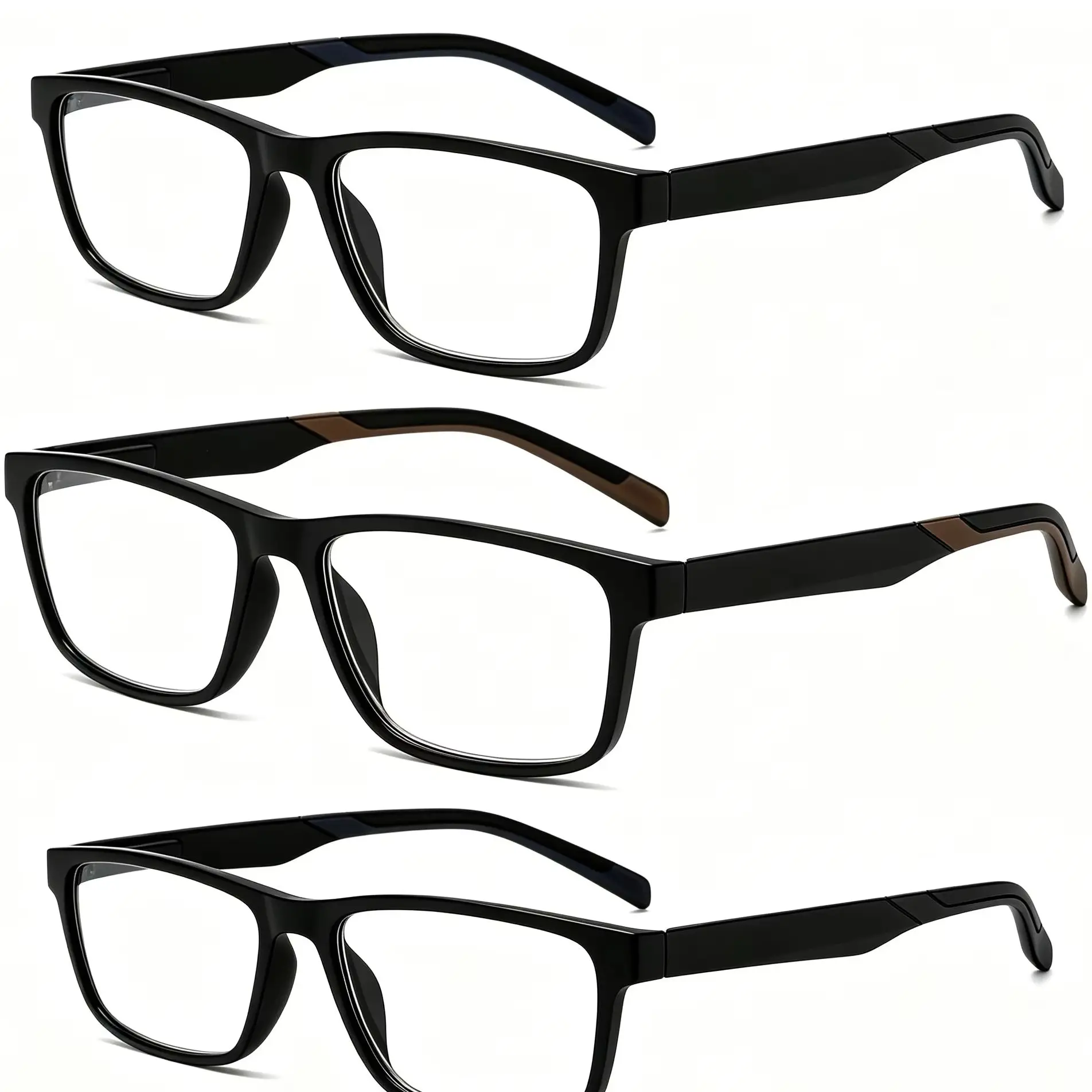 3PCS 3 Pairs Fashion Square Frame Blue Light Blocking Glasses for Women & Men