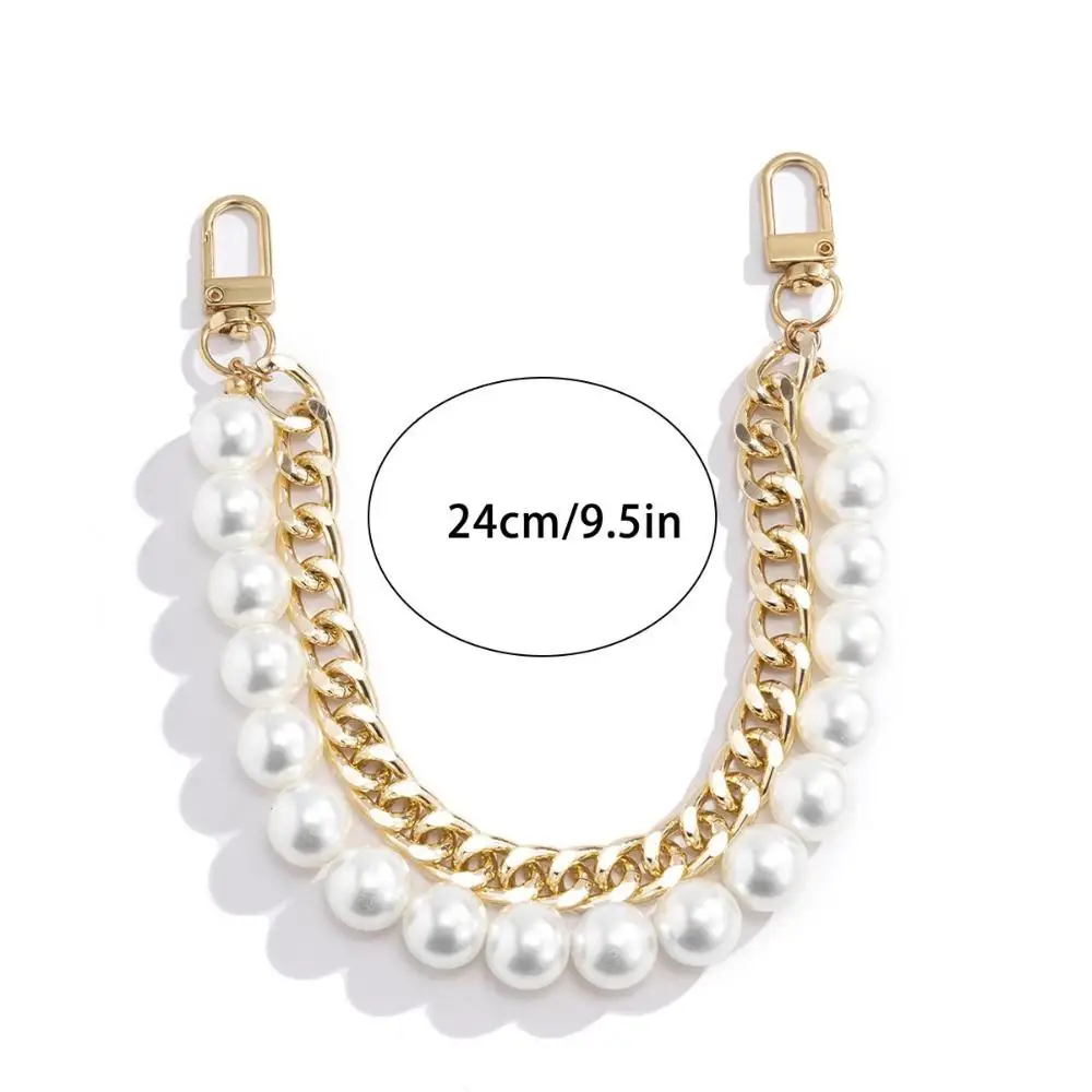 Imitation Pearl Aluminum Alloy Bag Strap DIY Handbag Bead Shoulder Chain Replacement Handles Gold Clasp Bag Accessories