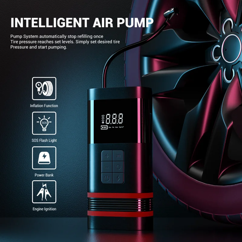 New Car Emergency Start Power Supply Car Inflation Pump Integrated Machine, Three In One Large Capacity Multifunctional Inflator