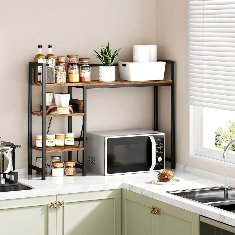 Book Shelf with 3 Tier Open Shelf, Bookcase with Light Strip and Outlet, Bookshelf & Desk Shelfs for Computer Desks, Desk Hutch