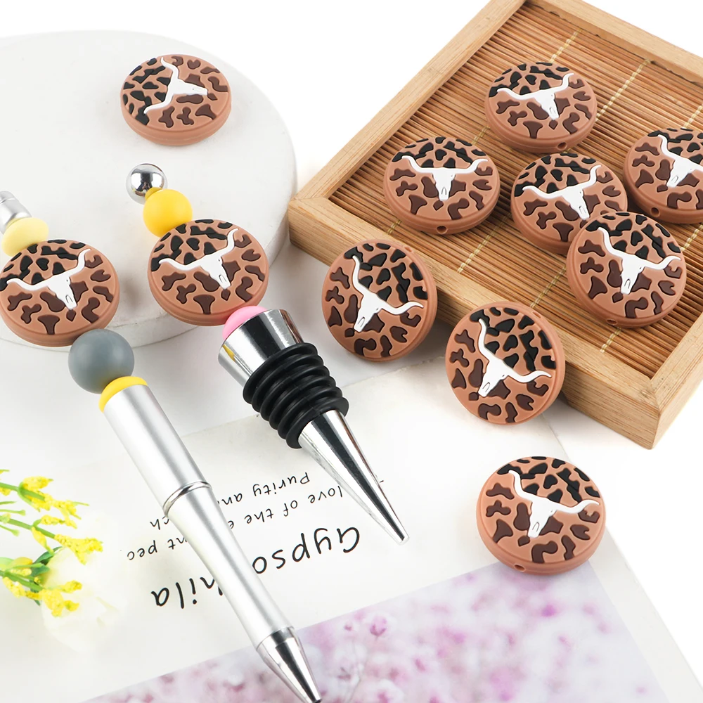 6 قطعة جديد بقعة الثور رئيس سيليكون البؤري الخرز لصنع المجوهرات Keychain بها بنفسك المفاتيح القلم قلادة سوار اليدوى اكسسوارات #4