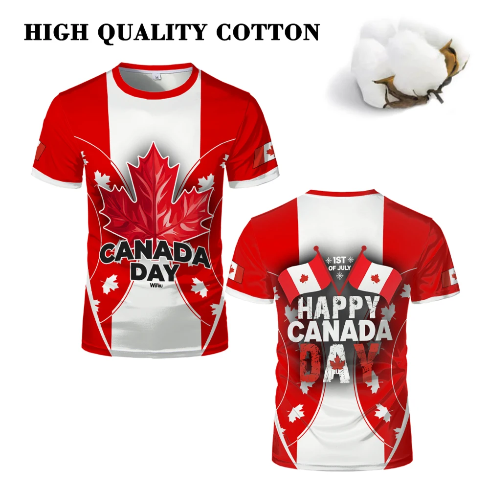 

Canada Day Themed 3D Printed T-shirt Sports Leisure Cotton Short Sleeve Tops Fashion Personality Unisex Streetwear Kid's Clothes
