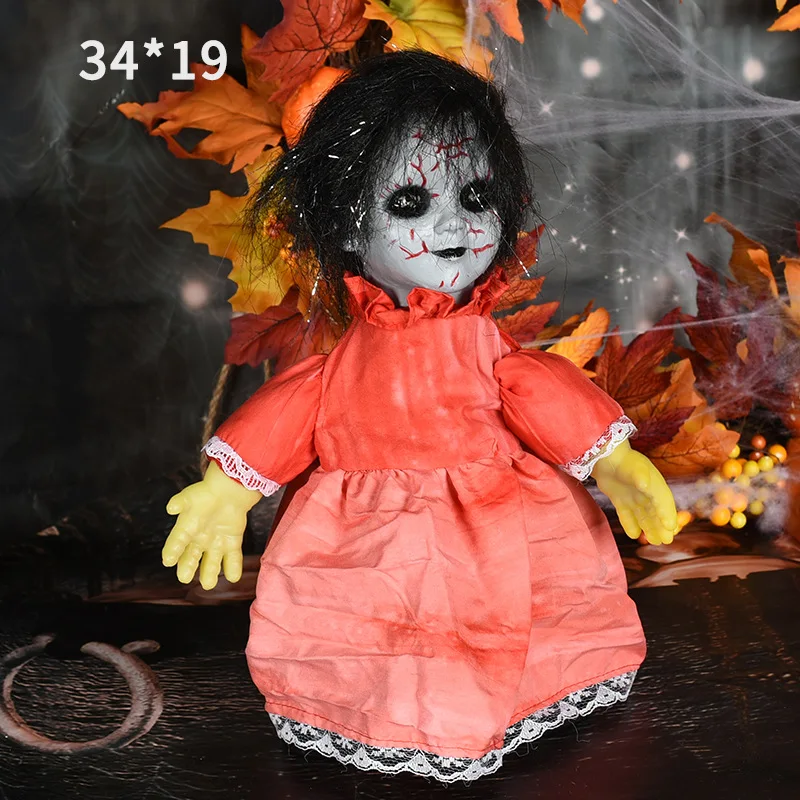 Scary Electronic Walking Ghost Doll With Voice Control for  Decorations Halloween Induction Light Sound Props