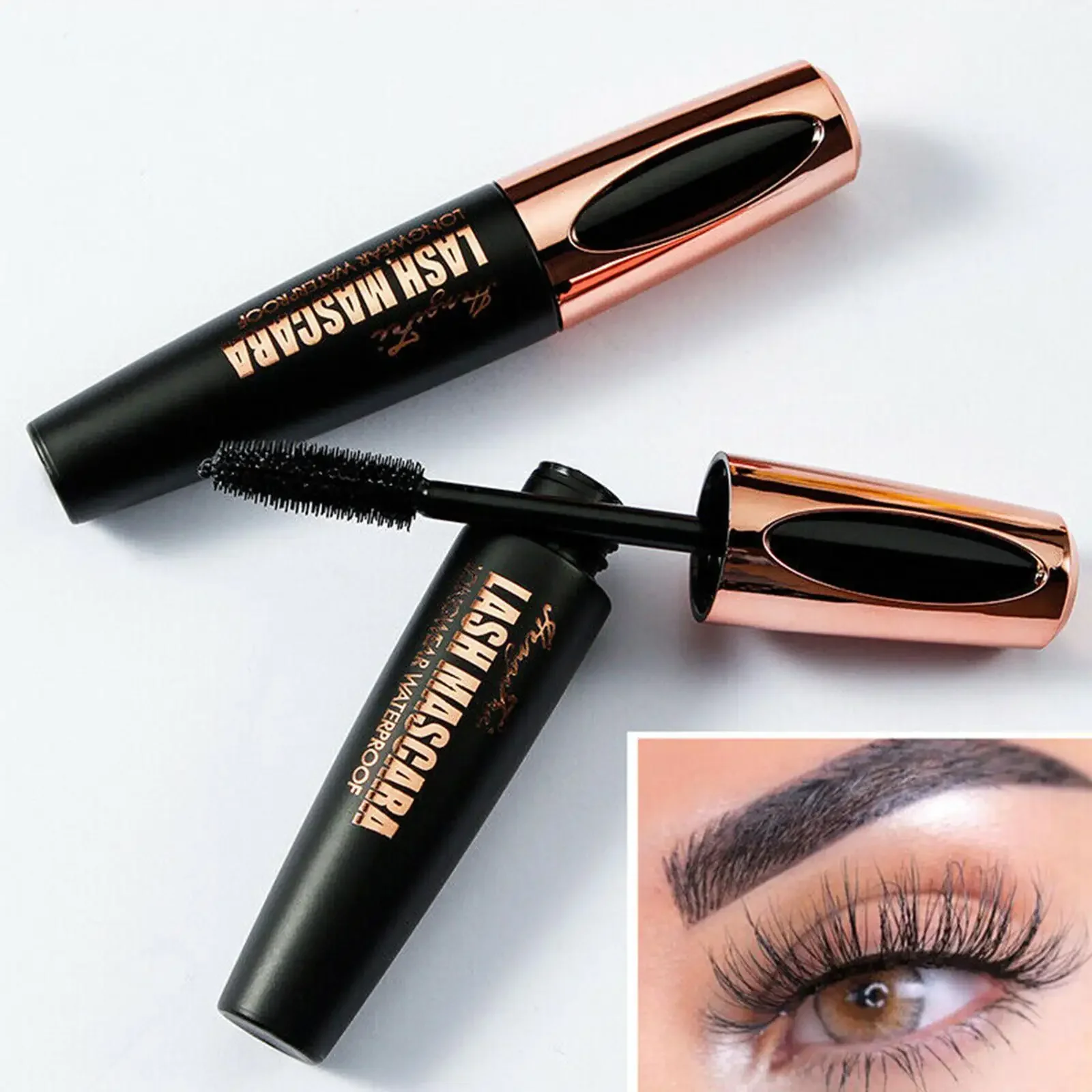 Mascara in fibra di seta 4D Mascara naturale impermeabile e facile da asciugare cosmetici morbidi ciglia lunghe e spesse ciglia nere per trucco L7V0