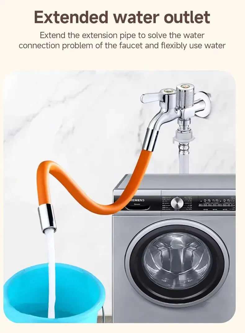 Tube for Bathroom Wash Basin Kitchen Faucet Extension Extender Universal 360° Rotating Silicone Flexible Hose Water Tap Pipe