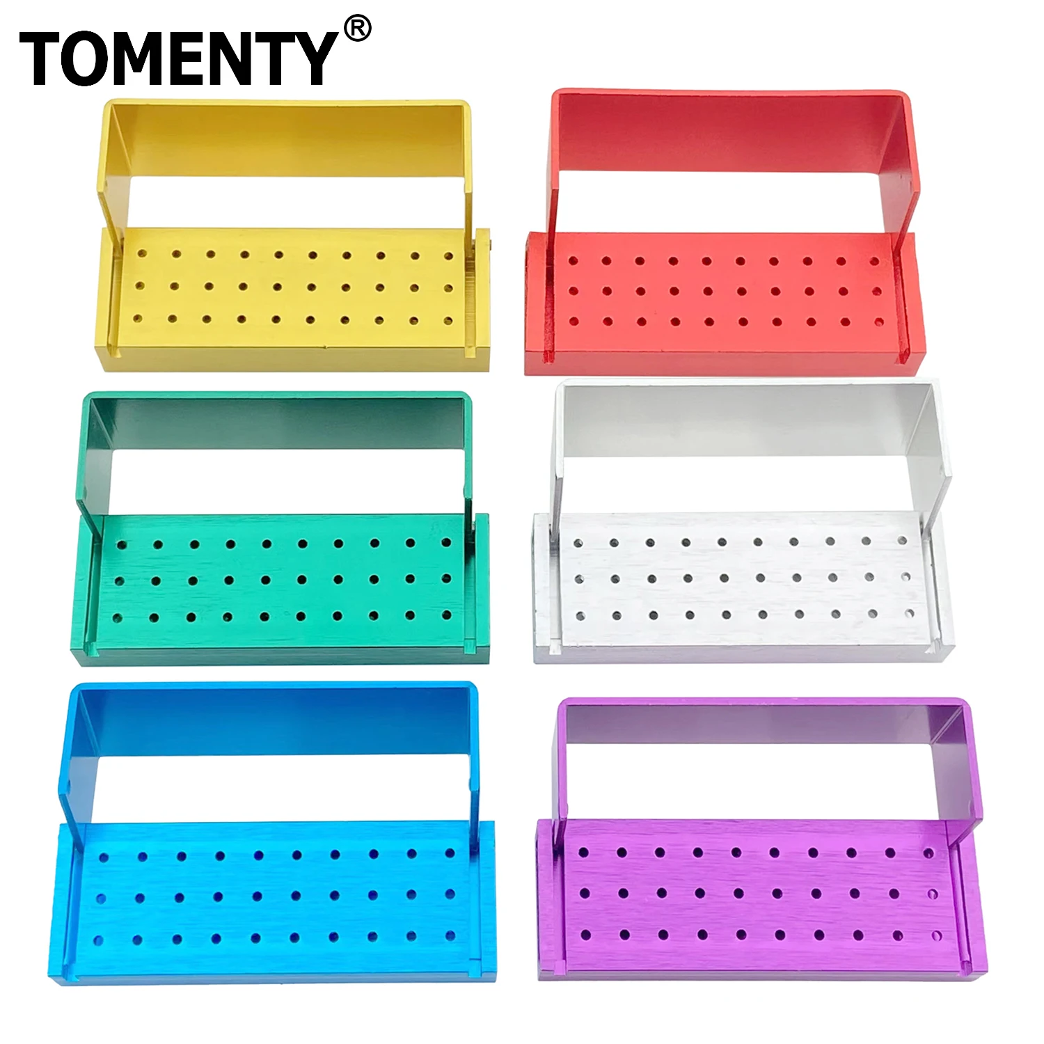 30 Holes TOMENTY Dental Burs Drill Disinfection Block High Speed Handpiece Holder Aluminium Instrument Dentistry Lab Tools