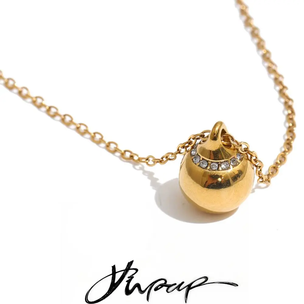 Yhpup 2026 Stainless Steel Zircon Metal Pendant Necklace Stain Less Popular Personalized Modern Jewelry Accessories