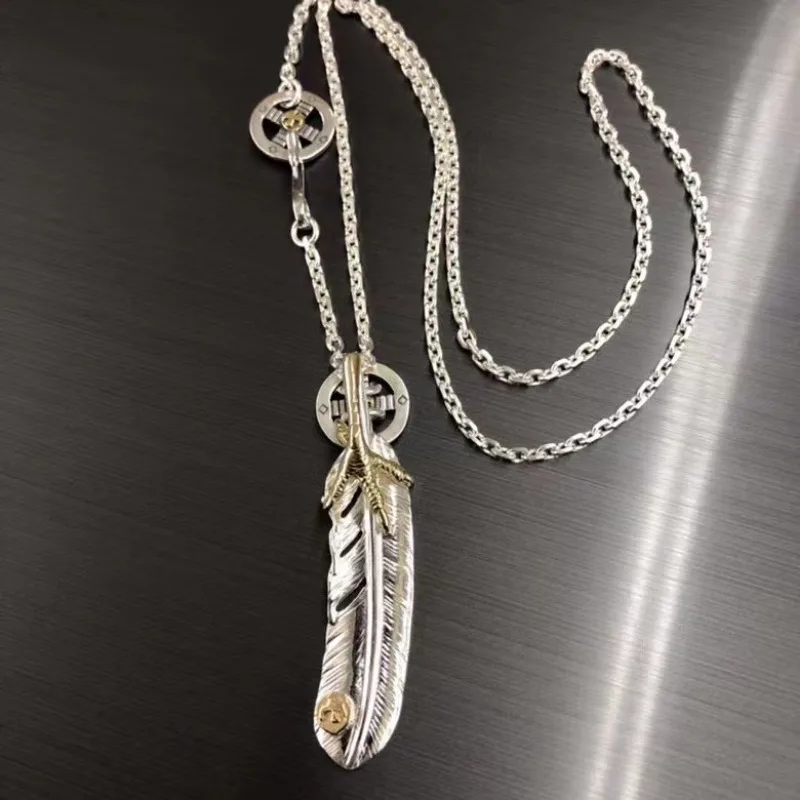 Original Design Claw Feather Pendant 925 Silver Necklaces Hip-Hop Style Couple Sweaters Chain Fine Jewelry Accessories