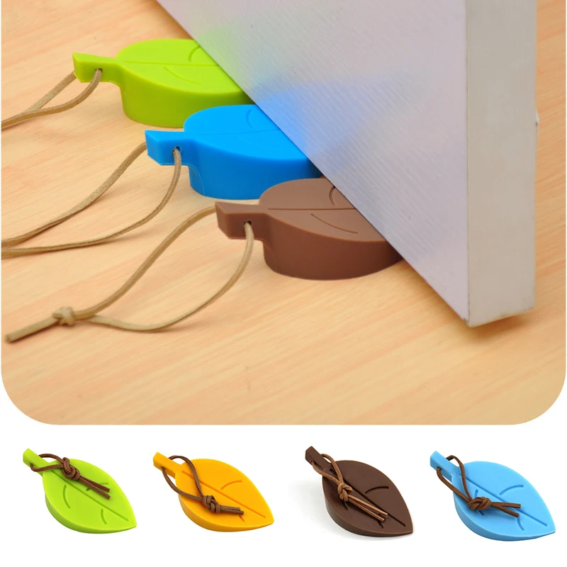 Leaves Shape Silicone Rubber Door Stop Stoppers Door Block Children Anti-Folder Hand Hotel Security Door Card Hanging Door Stop