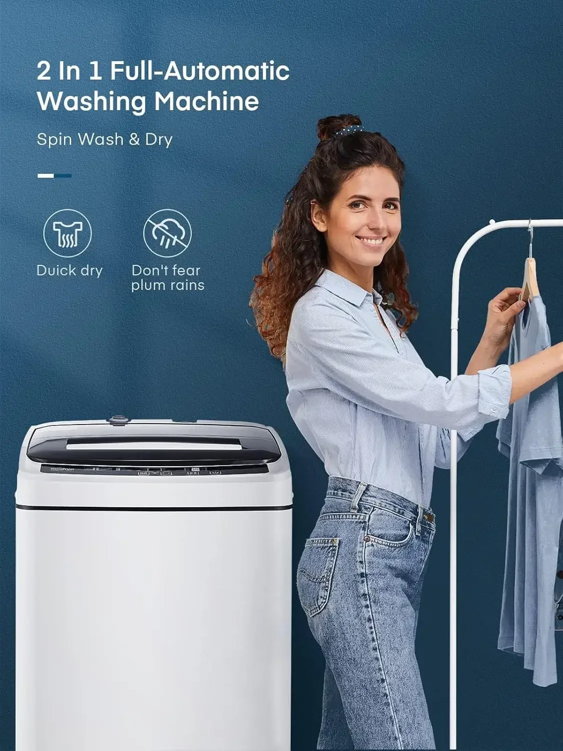 Portable Washing Machine - FOHERE 11 Lbs Full Automatic Washer and Spinner Combo, 8 Programs 10 Water Levels