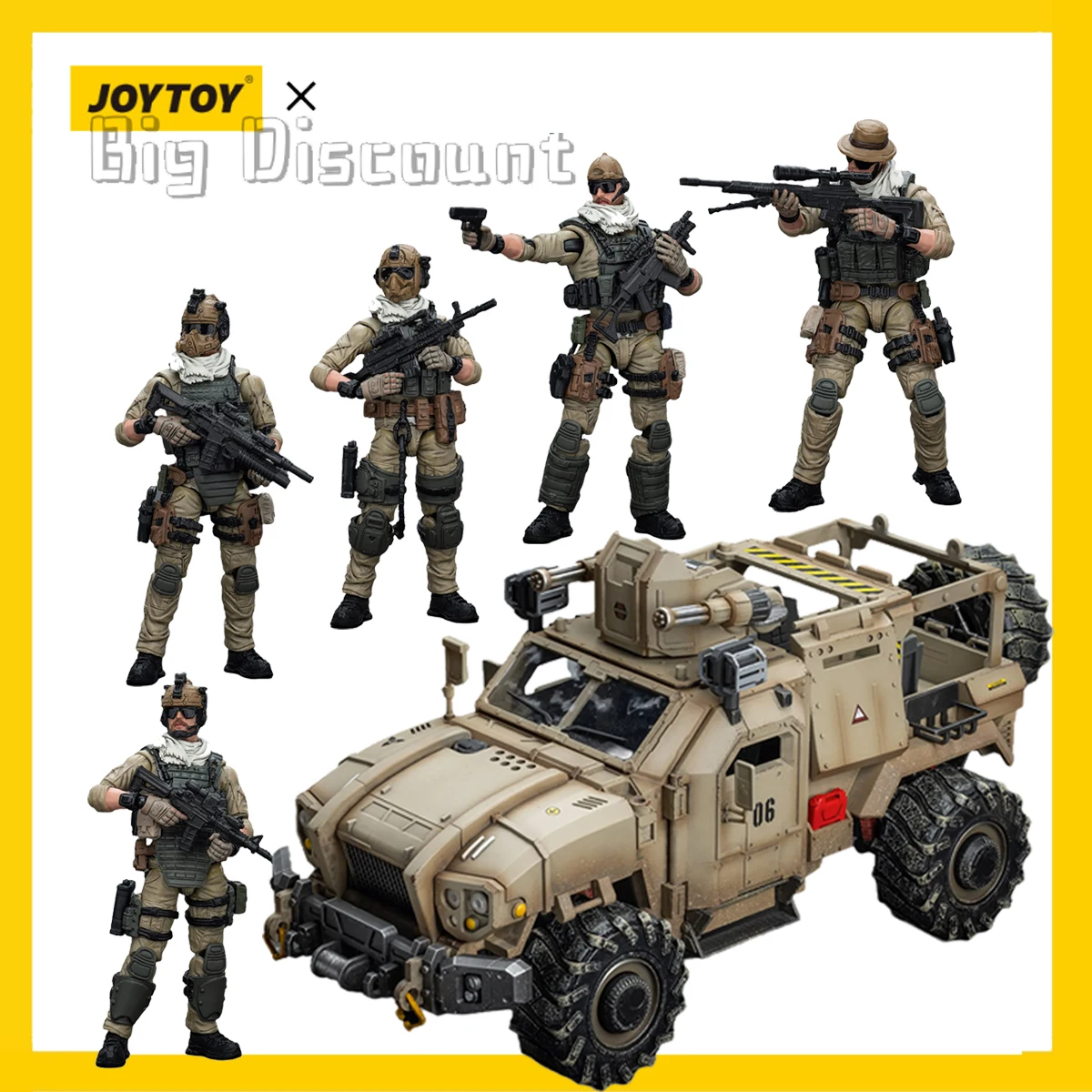 JOY TOY 1/18-figuras de acción de Hardcore Cold6PCS, modelo militar del ejército de los Estados Unidos, coche blindado del escuadrón de asalto Delta, modelo de Anime, 1/18