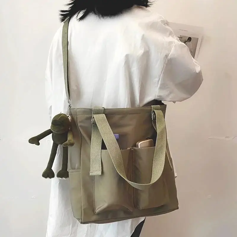 Waterproof Bag Large Capacity Canvas Bag Female Messenger Korean Student Harajuku Japanese One-shoulder Large Bag Tote Bag