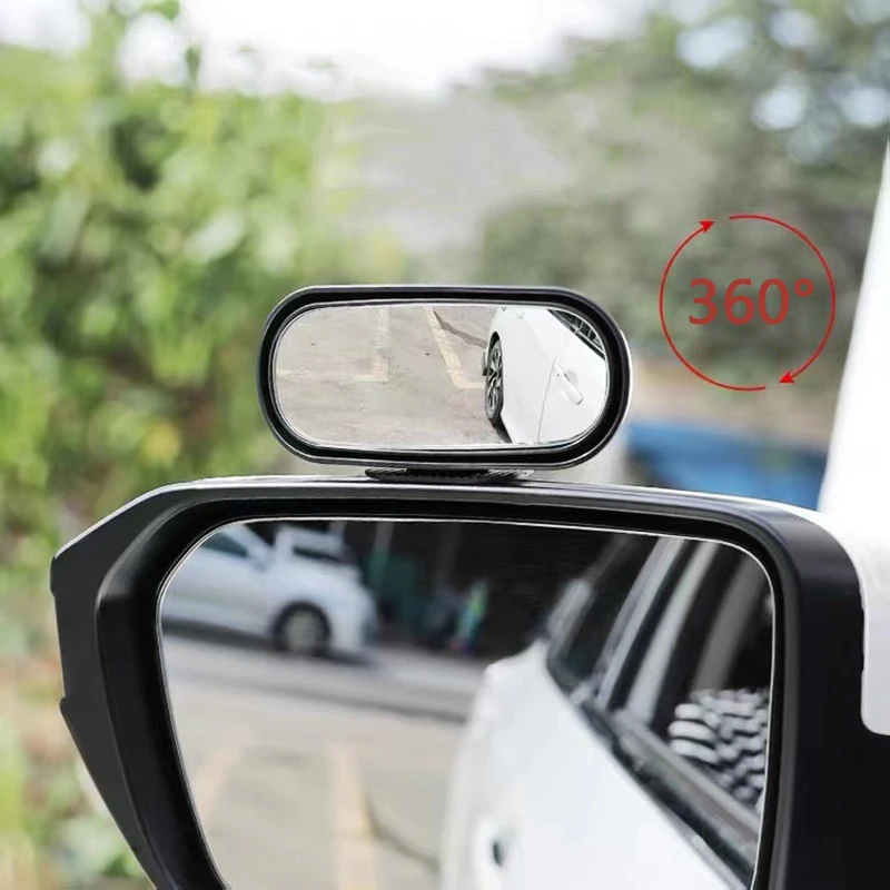 Car Rearview Mirror Front And Rear Wheel HD Glass Reversing Aid Blind Area 360° Wide Angle Reflective Large Field Of View Mirror