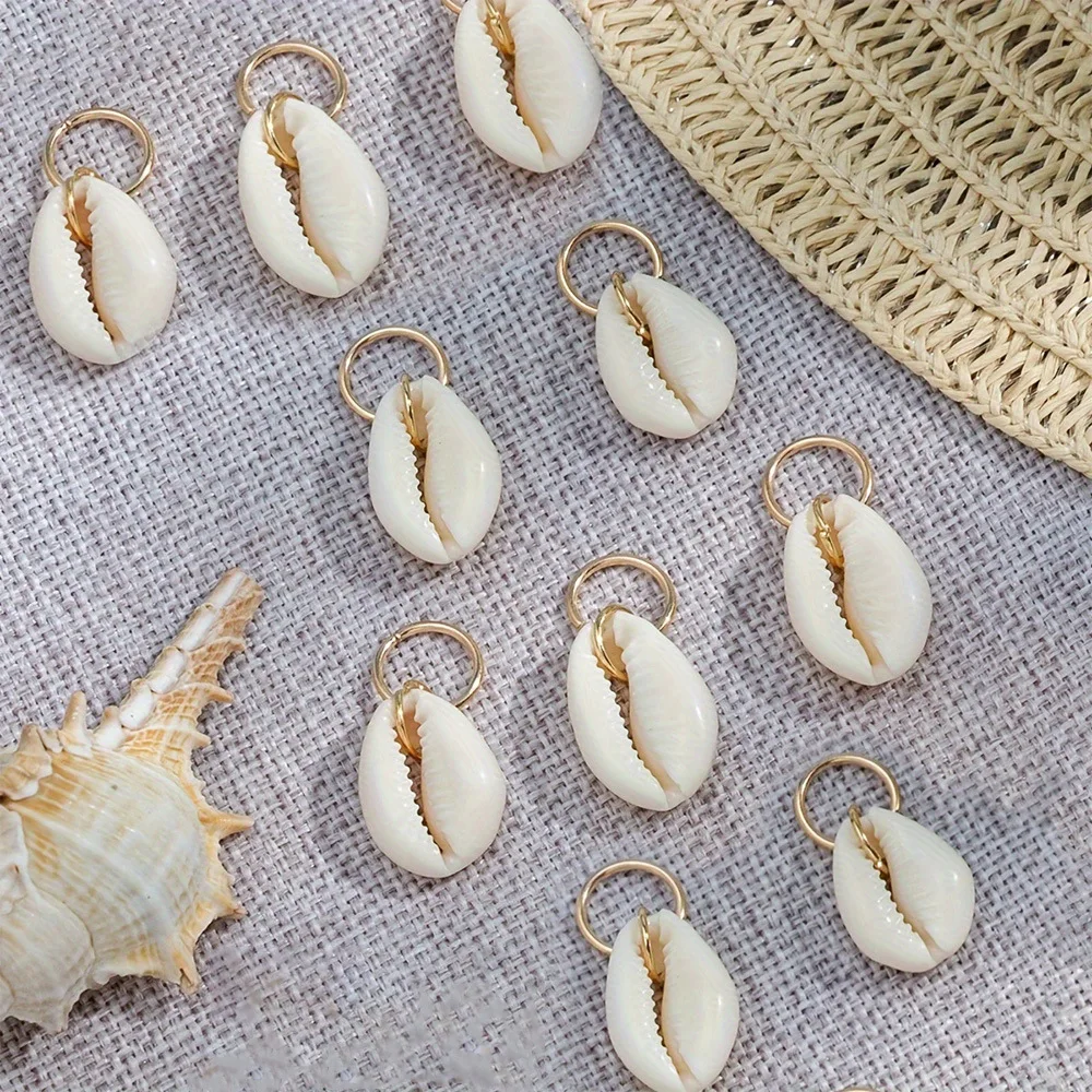 Shell Dreadlock Hair Beads Clips DIY Braid Extension Ring Hair Charms Pendants Beach Boho Hair Accessories For Women Gift 10pcs