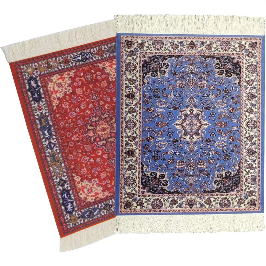 

Rug Mouse Pad 2 Pack Woven Rug Bohemian Style Carpet Mouse Pad for Table Decor