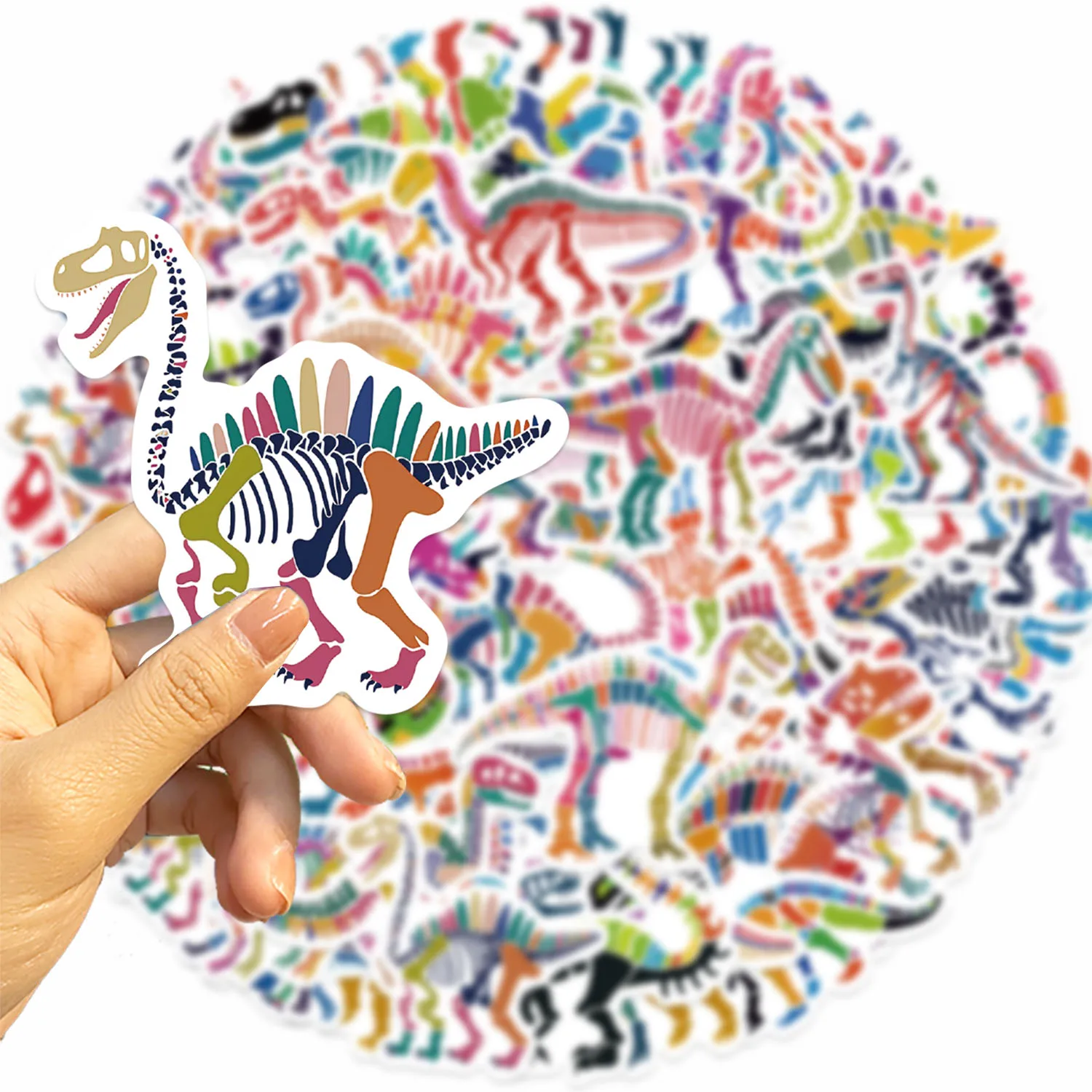 50pcs Cute Colorful Dinosaur Skull Stickers DIY Fridge Luggage Scrapbook Skateboard Notebook Diary Graffiti Sticker